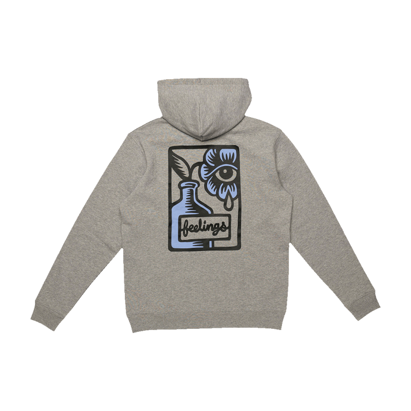 AND FEELINGS - FLOWER HOODIE HEATHER GREY